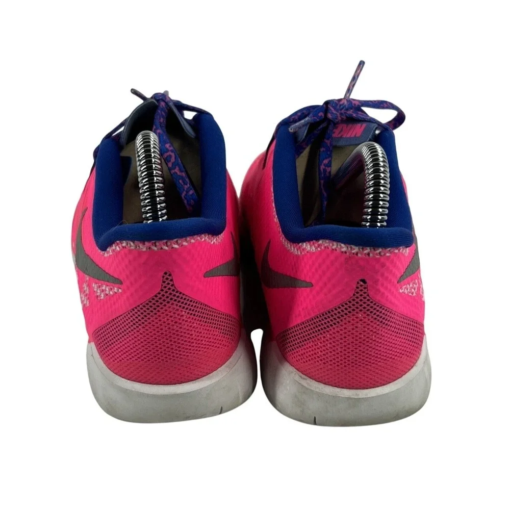 Nike Free 5.0 GS Youth Girls Running Shoes 7Y Hyper Pink Blue 644446-601 Used